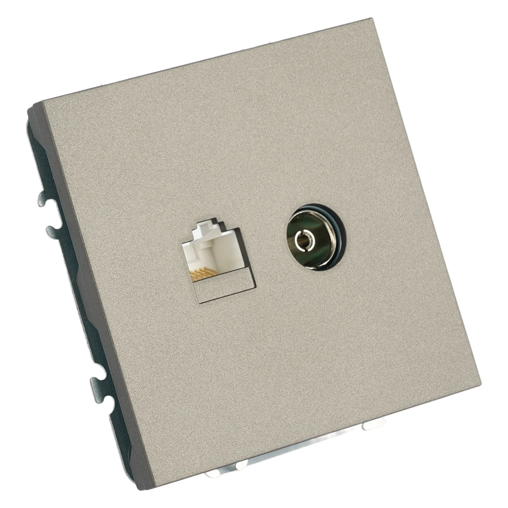 Розетка TV + компьютерная RJ-45 (механизм), STEKKER, серия Эмили, RST00-5106-09, антрацит, soft touch 49924 1