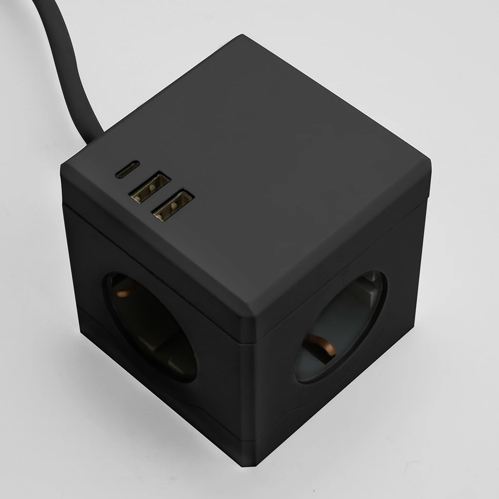 HM10-41-01 Удлинитель 3-местный с/з, 3x1мм2, 1.5м, 250В, 16А, 2USB+1С, 5V 3,1А, серия Comfort, черный 49657 2