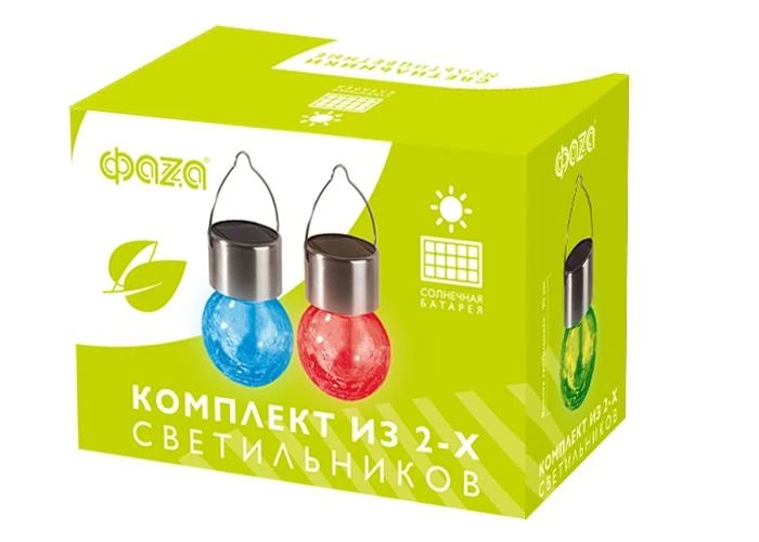 Светильник светодиодный SLR-L02 (комплект из 2х RGB светильников) подвесной на солнечн. батарее IP44 (уп.2шт) ФАZА 5048096 2