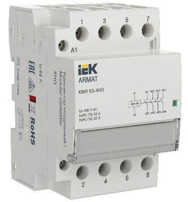 Контактор модульный KMR 63А 230В AC 4НО ARMAT IEK AR-KMR10-063-40-230