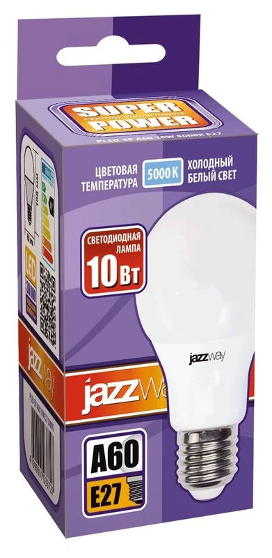 Лампа светодиодная PLED-SP 10Вт A60 грушевидная 5000К холод. бел. E27 790лм 230В JazzWay 1033727 1