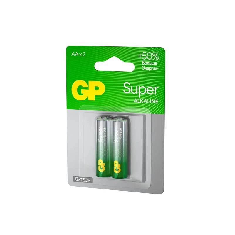 Элемент питания алкалиновый AA/LR6 1.5В Super Alkaline G-Tech 15AA21-2CRSBC2 20/160 (блист.2шт) GP 1223 2