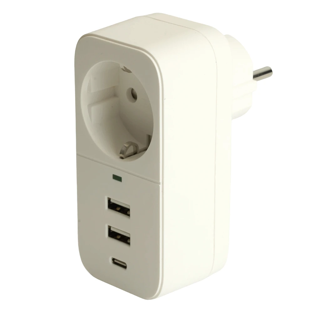 Сетевой фильтр 1-местный с/з STEKKER 250В, 16А, 2USB+1Type-C 2,4 A, серия Nova, HM81-11-1, белый 50142 3
