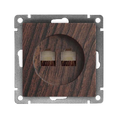 Розетка компьютерная 2-м СП Афина RJ45 кат.5E механизм венге Universal A1086-V