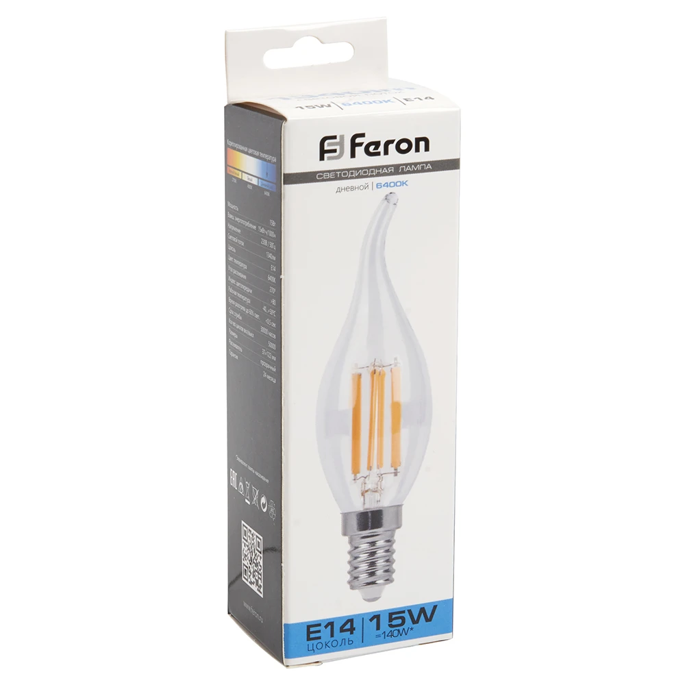 Лампа светодиодная Feron LB-718 Свеча на ветру E14 15W 230V 6400K 38264 4