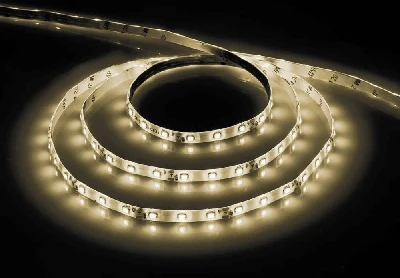 Лента светодиодная, 60SMD(3528)/m 4.8W/m 12V 5m теплый белый на белом c драйвером, LS603 27697