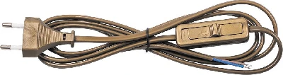 Сетевой шнур с выключателем, 230V 1,9м золото, KF-HK-1 23051