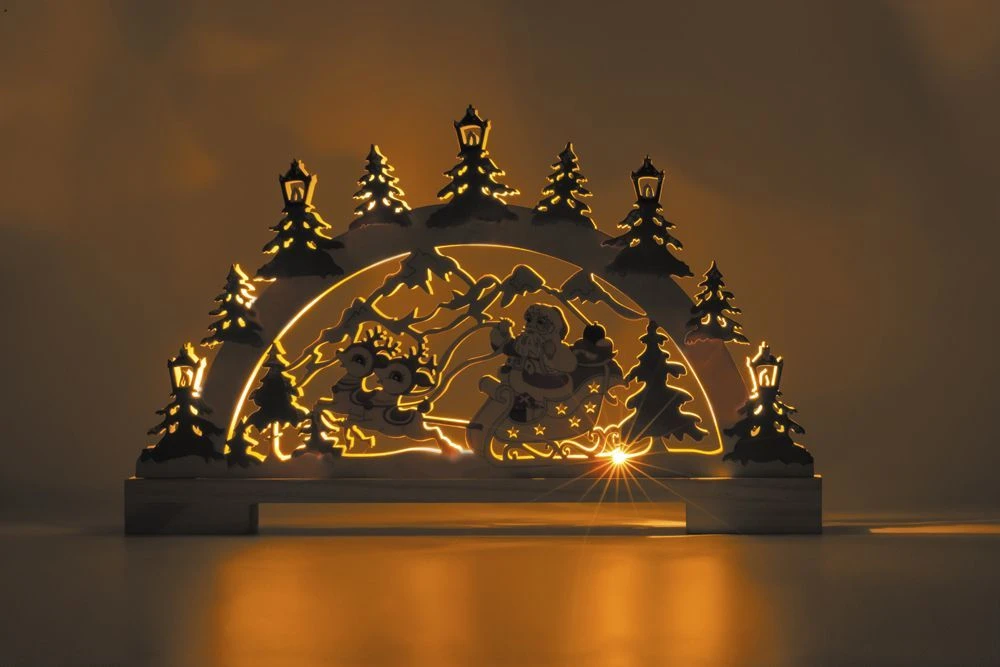 Деревянная световая фигура, 10LED, цвет свечения: теплый белый, 44*4,5*25 сm, батарейки 2*AA , IP20, LT085 26833 2