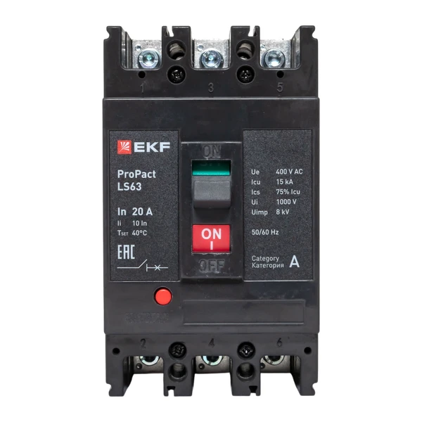 Выключатель автоматический 3п 20А 15кА LS63 ProPact EKF mccb-63-15-3-20-ls 4