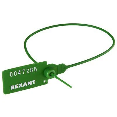 Пломба пластиковая номерная 350мм зел. Rexant 07-6133