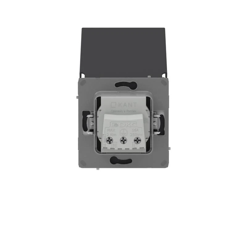Розетка силовая KANT IP44 2P+E защ. шторки с крышкой черн. уголь DKC 7012013 2