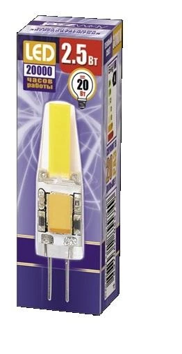 Лампа светодиодная PLED-G4 COB 2.5Вт капсульная 3000К тепл. бел. G4 200лм 12В JazzWay 2855749 2
