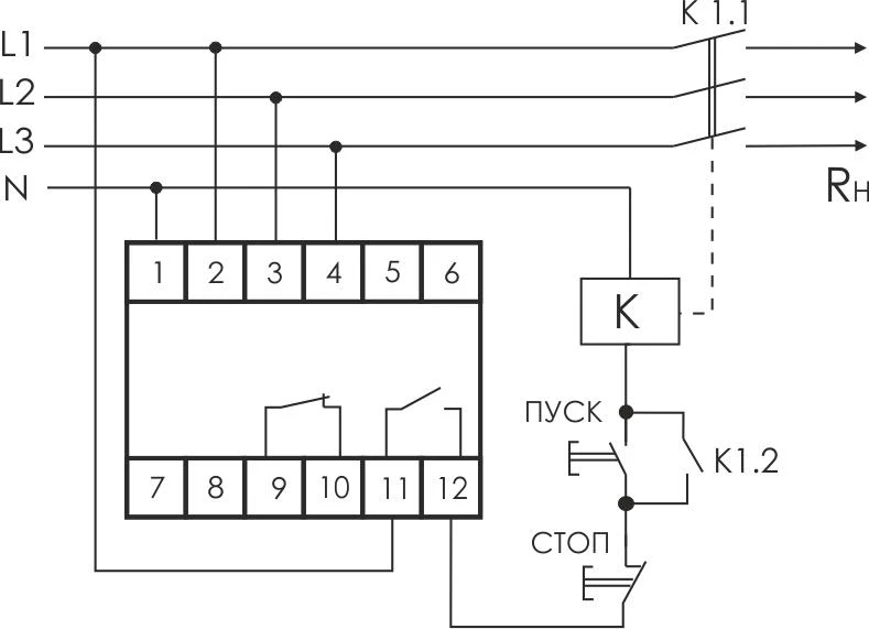 Реле напряжения CP-731 (трехфазный; микропроцессорный; контроль верхнего и нижнего значений напряжения; контроль асимметрии; чередования фаз; монтаж на DIN-рейке 35мм 3х400/230+N 2х8А 1Z 1R IP20) F&F EA04.009.005 1