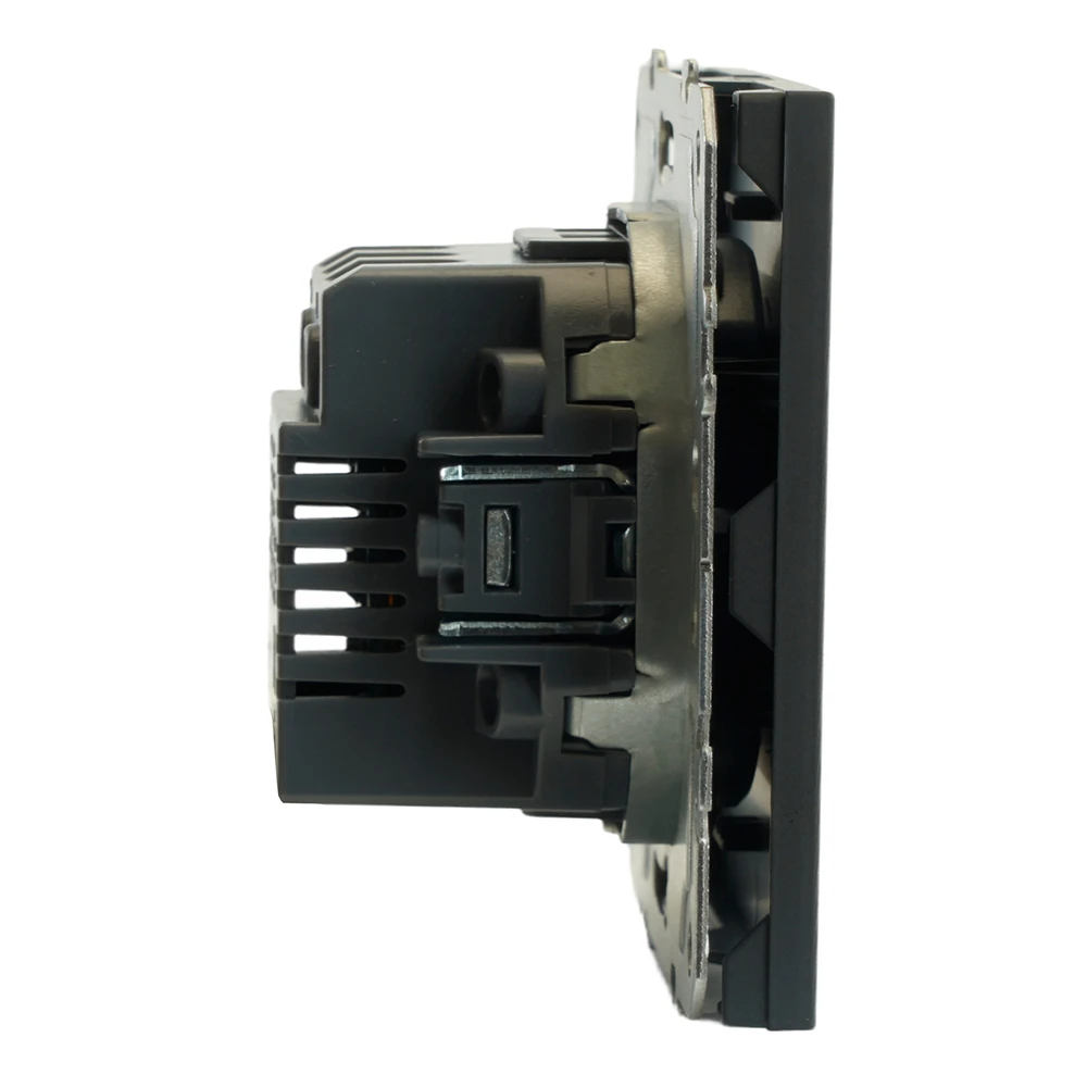Розетка 2-местная USB + Type C (механизм), STEKKER, 250В, 20W, серия Эмили, RST10-5115-05, черный уголь, soft touch 49853 3