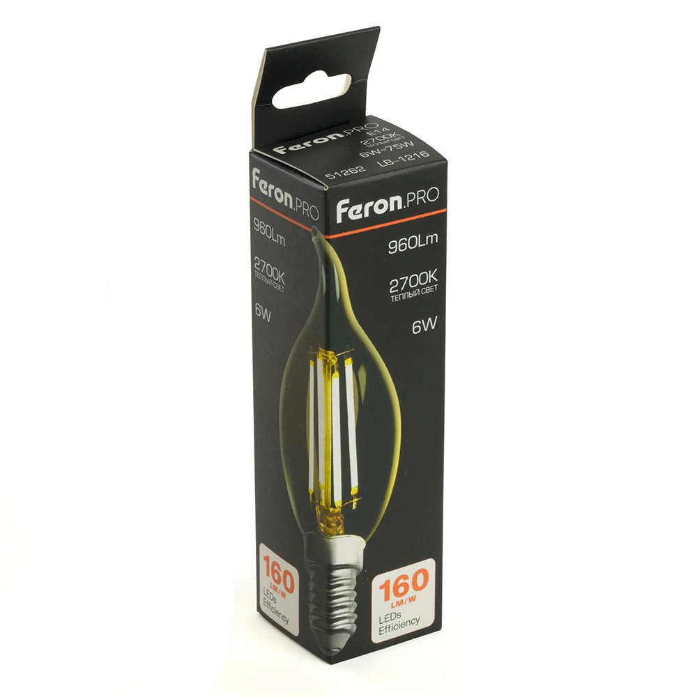 Лампа светодиодная Feron.PRO LB-1216 Свеча на ветру E14 960LM 6W 175-265V 2700K 51262 8