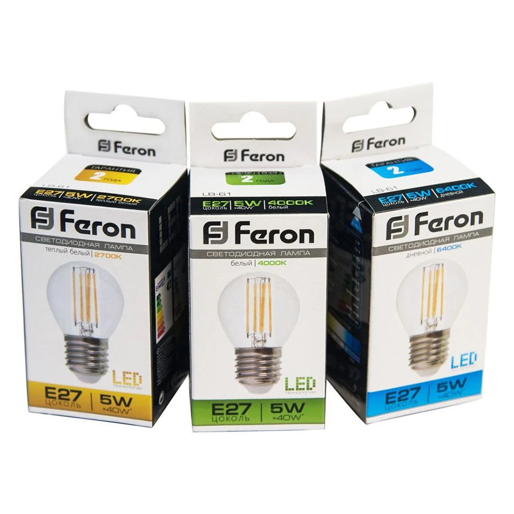Лампа светодиодная Feron LB-61 Шарик E27 5W 230V 4000K 25582 1