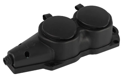 Колодка 2-м с заземл. 16A IP44 KX-2e-B-IP44 каучук. черн. Эра Б0068451