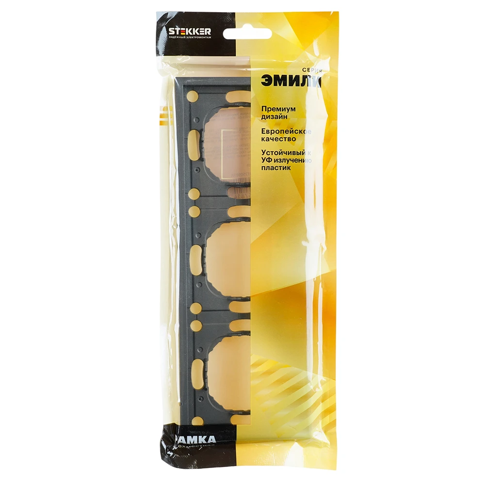 Рамка STEKKER, PFR00-5003-09 3-местная, серия Эмили, антрацит, soft touch 49938 4