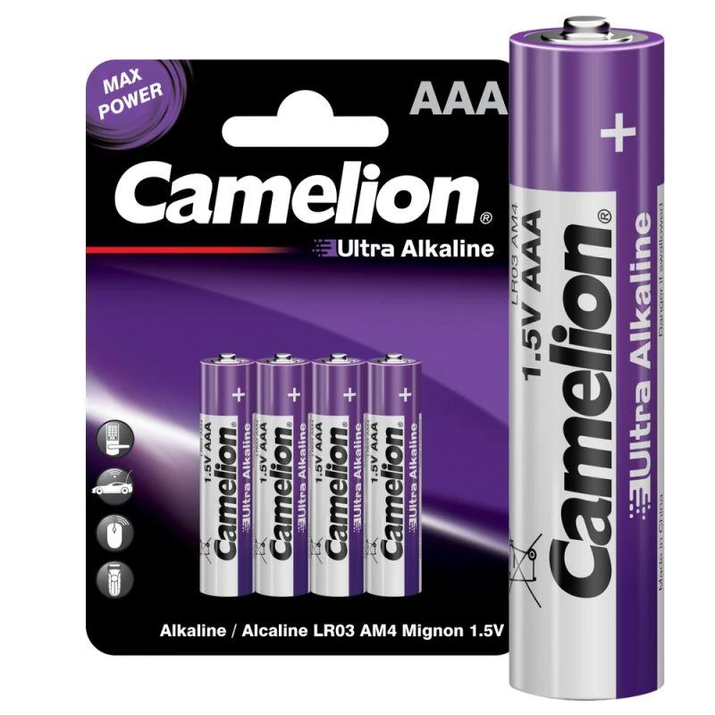 Элемент питания алкалиновый AAA/LR03 1.5В Ultra BL-4 (уп.4шт) Camelion14985 1