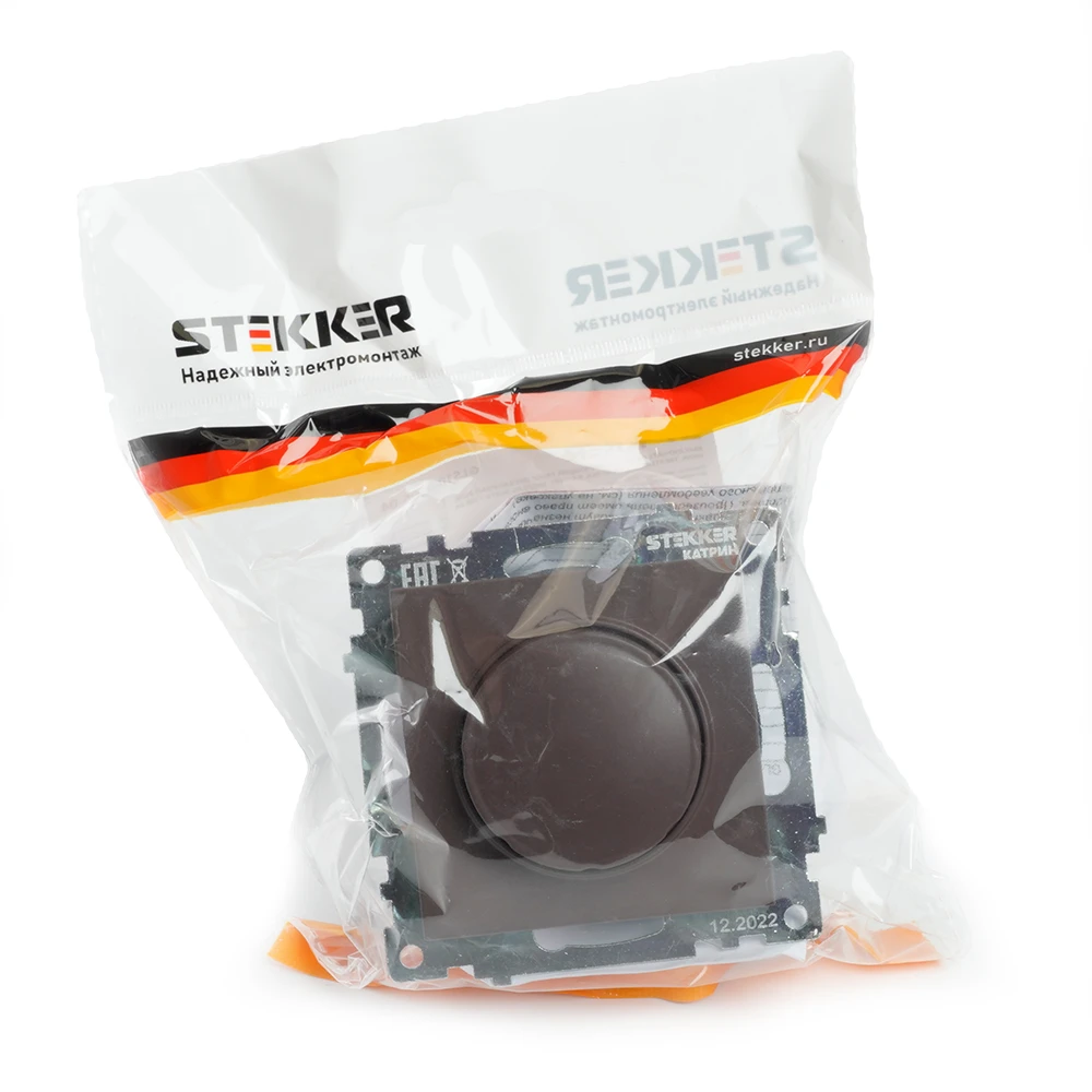 Выключатель диммирующий TRIAC(механизм), STEKKER GLS10-7106-04, 250V, 500W, серия Катрин, шоколад 49017 6