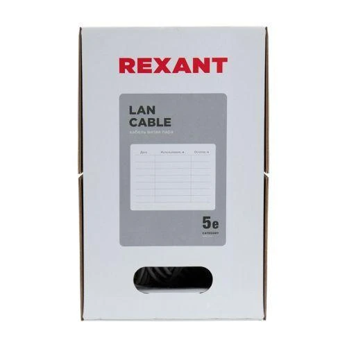 Кабель витая пара U/UTP кат.5E 4х2х24AWG solid CU PVC сер. (м) Rexant 01-0043 3