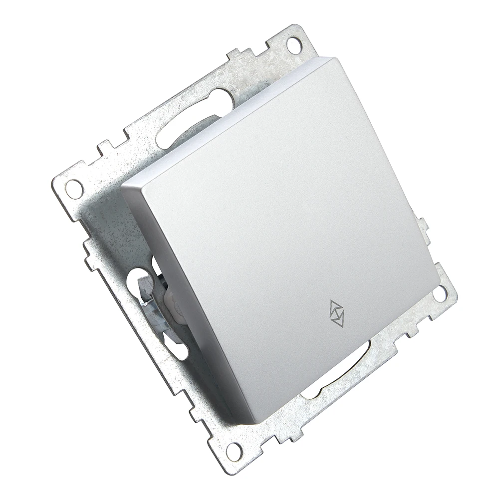 Переключатель 1-клавишный (механизм), STEKKER GLS10-7105-03, 250V, 10А, серия Катрин, серебро 39576 1