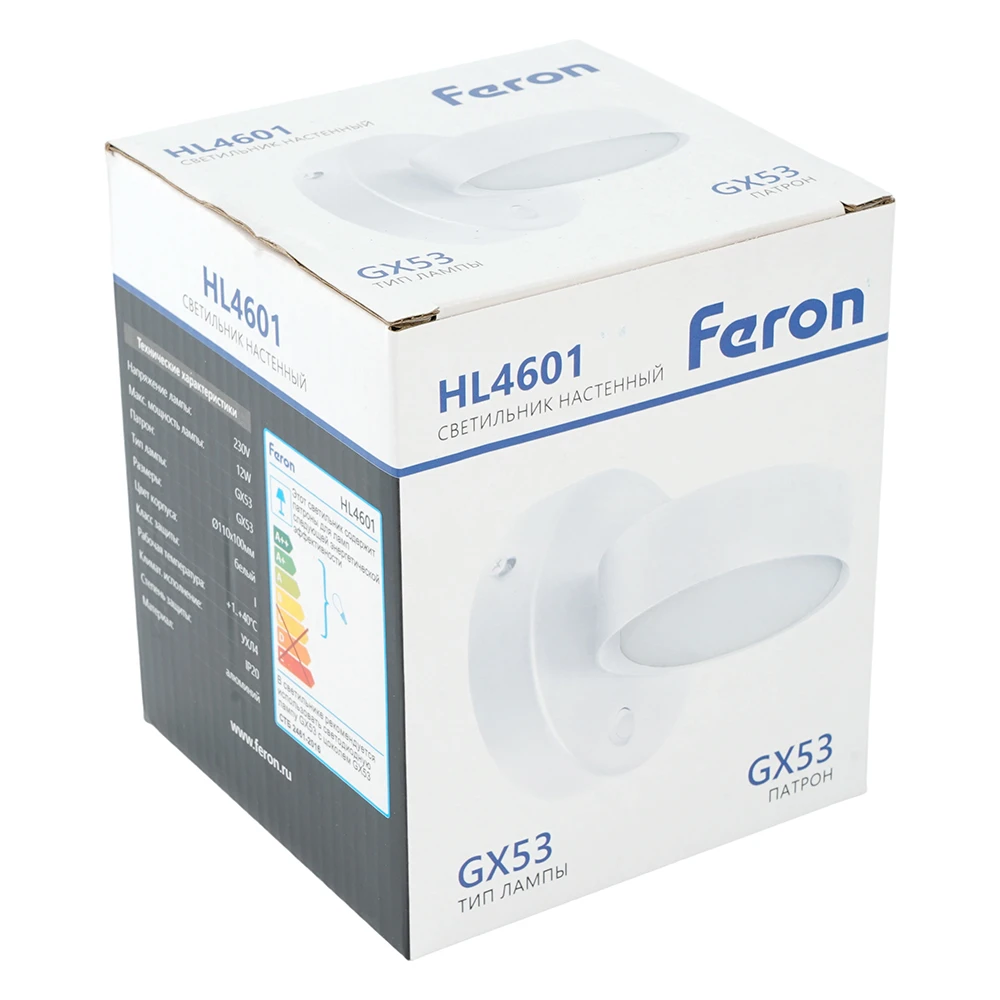 Светильник настенный Feron HL4601 12W, 230V, GX53, белый 51942 11