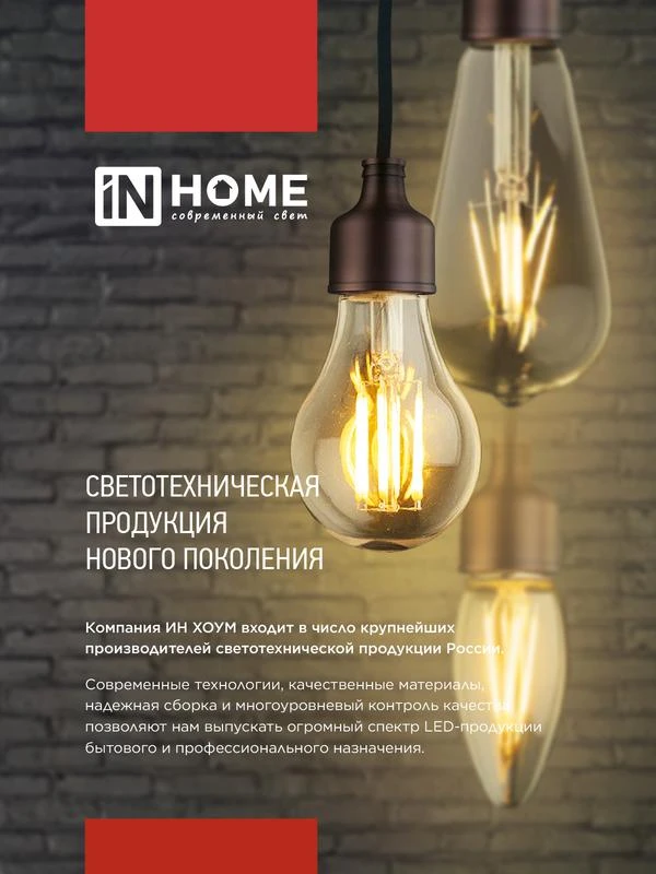 Лампа светодиодная филаментная LED-СВЕЧА НА ВЕТРУ-deco свеча на ветру прозрачная 12Вт 230В E14 4000К 1350лм IN HOME 4690612056005 6