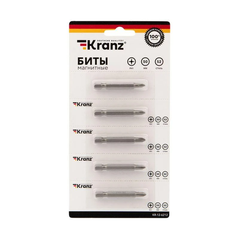Бита PH1x50мм для шуруповерта сталь S2 (уп.5шт) (лента) Kranz KR-12-6212 3