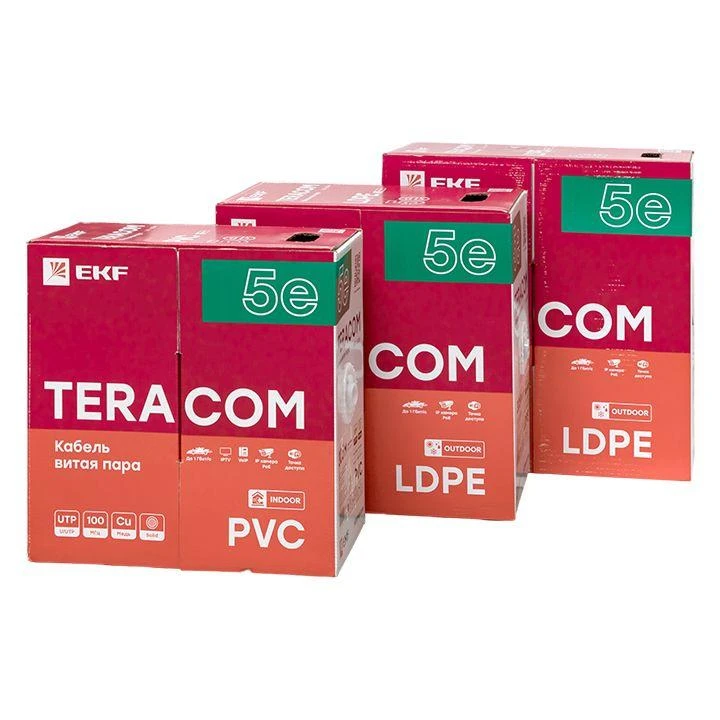 Кабель витая пара F/UTP кат.5E 4 пары solid внешн. LDPE черн. TERACOM EKF TRC-5EFTP-04PE-BK-OUT3 6