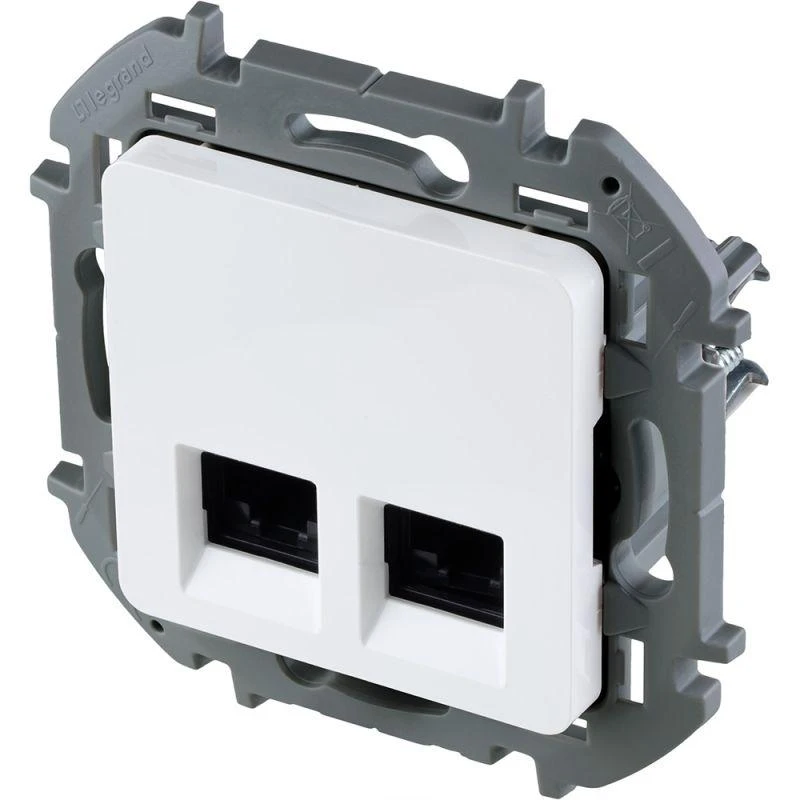 Розетка компьютерная 2-м Inspiria RJ45 кат.6 UTP механизм бел. Leg 673840 2