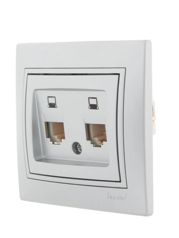 Розетка компьютерная 2-м СП Mira RJ45 сер. метал. LEZARD 701-1010-141 1