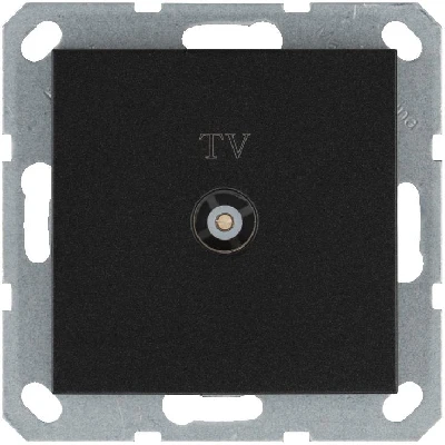 Розетка телевизионная проходная TV Ф9.5мм механизм антрацит Jasmart G6002B