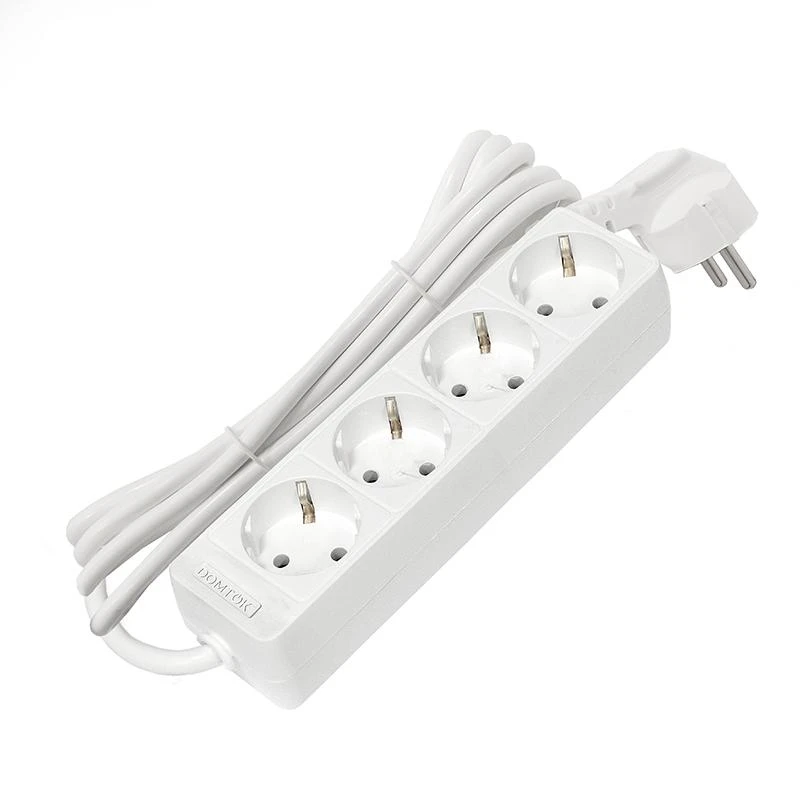 Удлинитель 4х3м с заземл. 16А IP20 3.5кВт ПВС 3х1 бел. DOMTOK 2396 2
