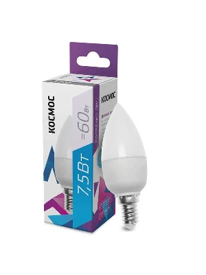 Лампа светодиодная CN 7.5Вт 220В E14 6500К КОСМОС LkecLED7.5wCNE1465