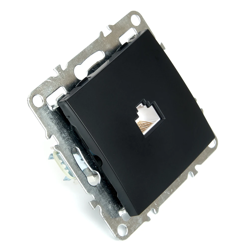 Розетка компьютерная 1-местная RJ-45 (механизм), STEKKER PST00-9107-03, серия Эрна, черный 49151 5