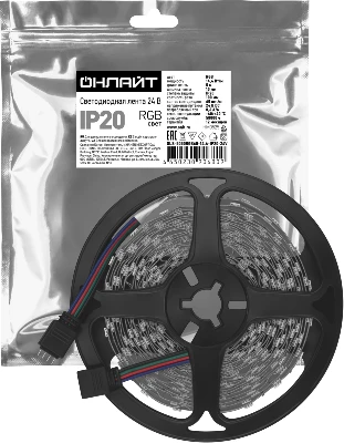 Лента светодиодная 90 680 OLS-5050RGB60-14.4-IP20-24V (уп.5м) ОНЛАЙТ 90680