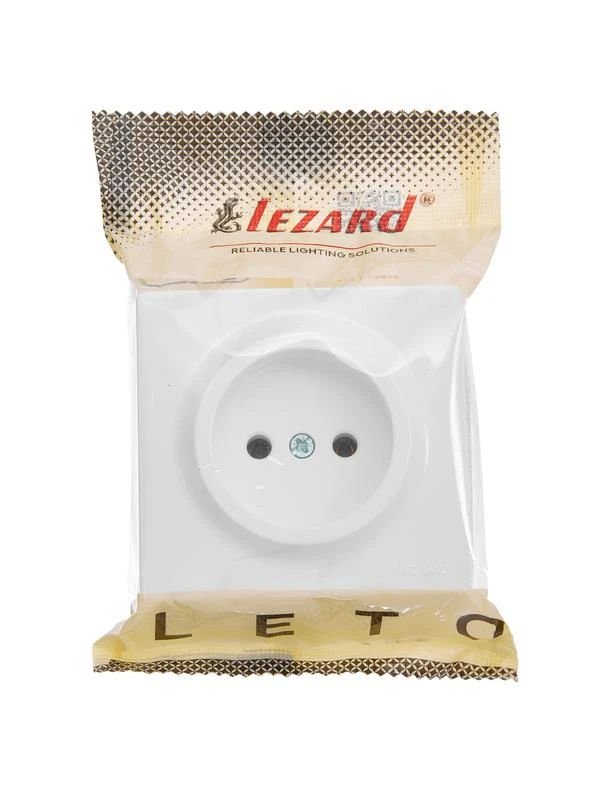 Розетка 1-м ОП LETO без заземл. ПБТ бел. LEZARD 752-0200-121B 1