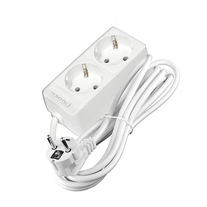 Удлинитель 2х3м с заземл. 16А IP20 3.5кВт ПВС 3х1 бел. DOMTOK 2386 2