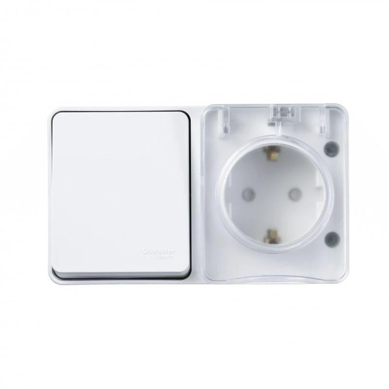Блок ОП AtlasDesign PROFI IP54 (розетка 1-м 16А заземл. защ. шторки + 1-кл. выключатель 10А) бел. SE ATN540170 4