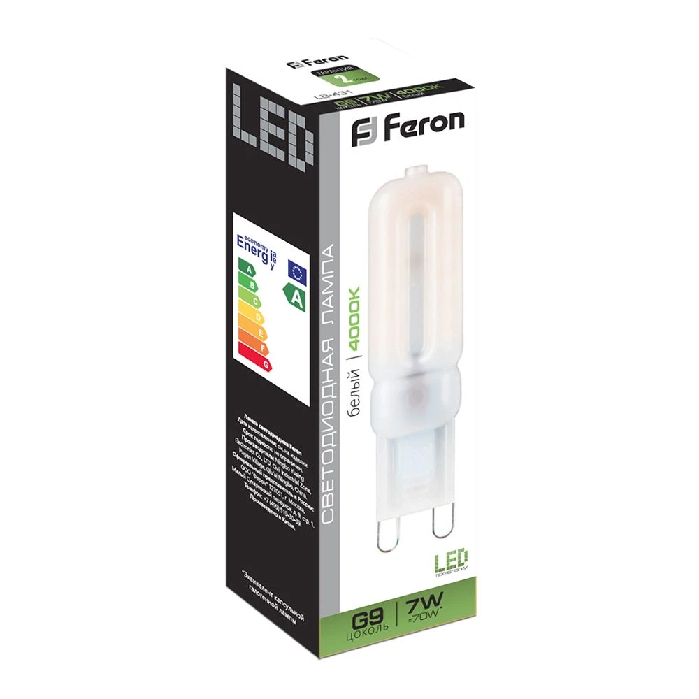 Лампа светодиодная Feron LB-431 G9 7W 230V 4000K 25756 1