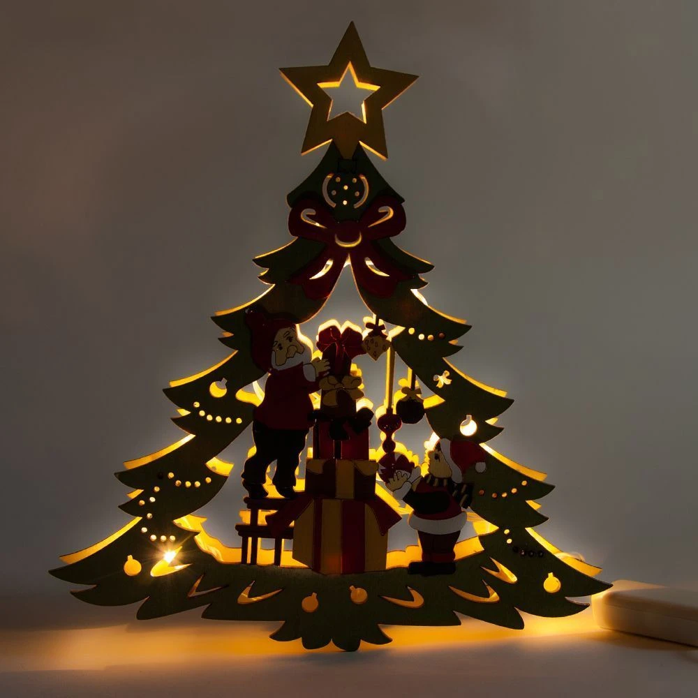 Деревянная световая фигура, 10 LED, цвет свечения: теплый белый, 25*3*27cm, шнур 1,4 м, IP20, LT080 26828 1