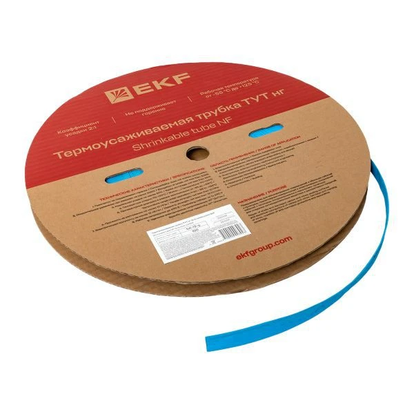 Трубка термоусадочная ТУТ нг 12/6 син. (уп.100м) EKF tut-12-g 3