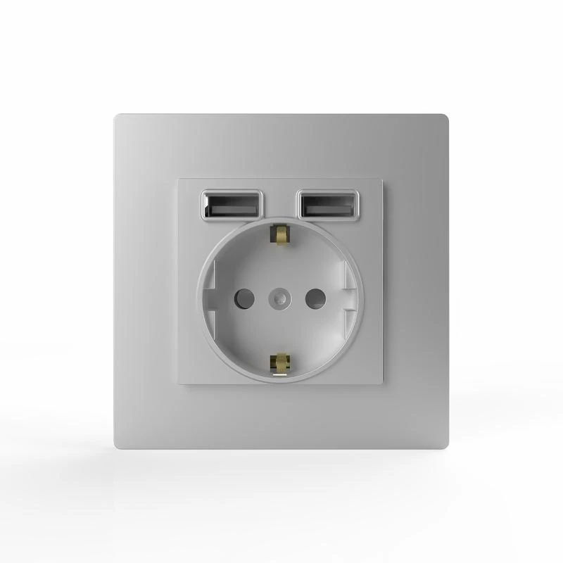 Розетка 1-м СП Pixel IP20 с заземл. с 2-мя заряд. устр. USB тип A+A механизм айс TOKOV ELECTRIC TKE-PX-R1U2A-C34 1