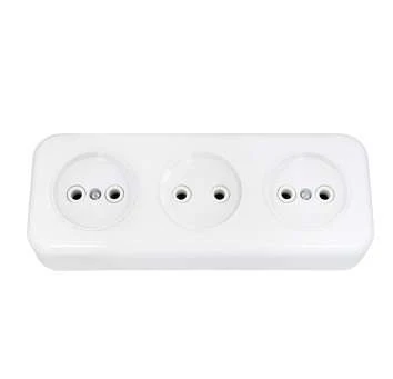 Розетка 3-м ОП 16А IP20 без заземл. бел. Bylectrica РА16-244