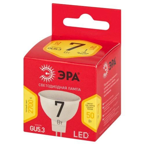 Лампа светодиодная RED LINE LED MR16-7W-827-GU5.3 R 7Вт MR16 софит 2700К тепл. бел. GU5.3 Эра Б0050231 1