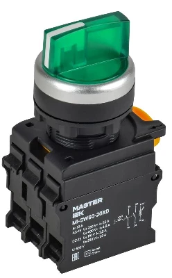 Переключатель 3 полож. 2НО с подсветкой зел. MASTER IEK MI-SW60-20XD-4-14-3-K06