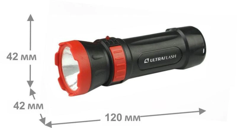 Фонарь аккумуляторный LED3849 1 LED 2 режима 220В аккум. SLA пластик черн. Ultraflash 14931 2