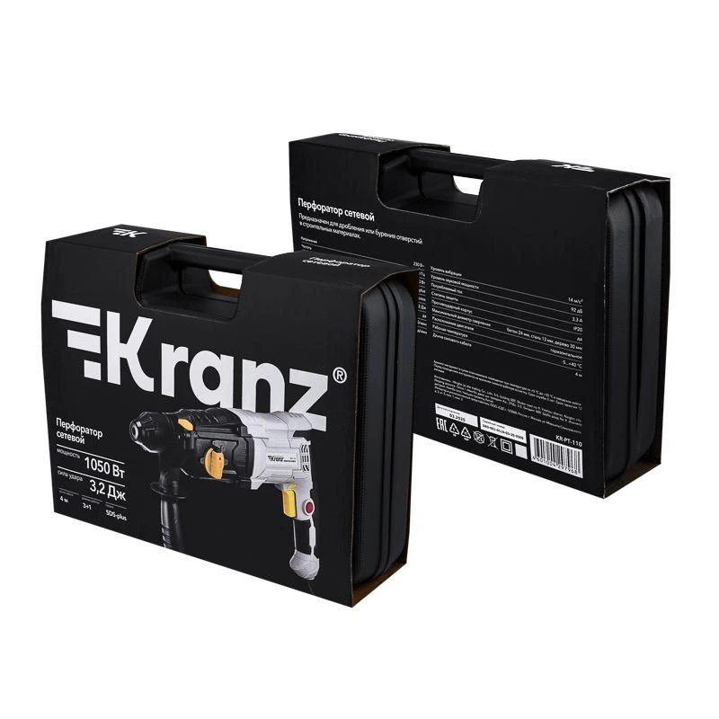 Перфоратор сетевой SDS-plus 1050Вт 3.2Дж в кейсе Kranz KR-PT-110 17