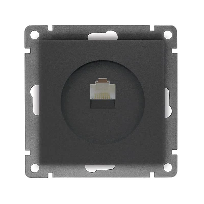 Розетка компьютерная 1-м СП Афина RJ45 кат.5E механизм графит Universal A0051-Gr